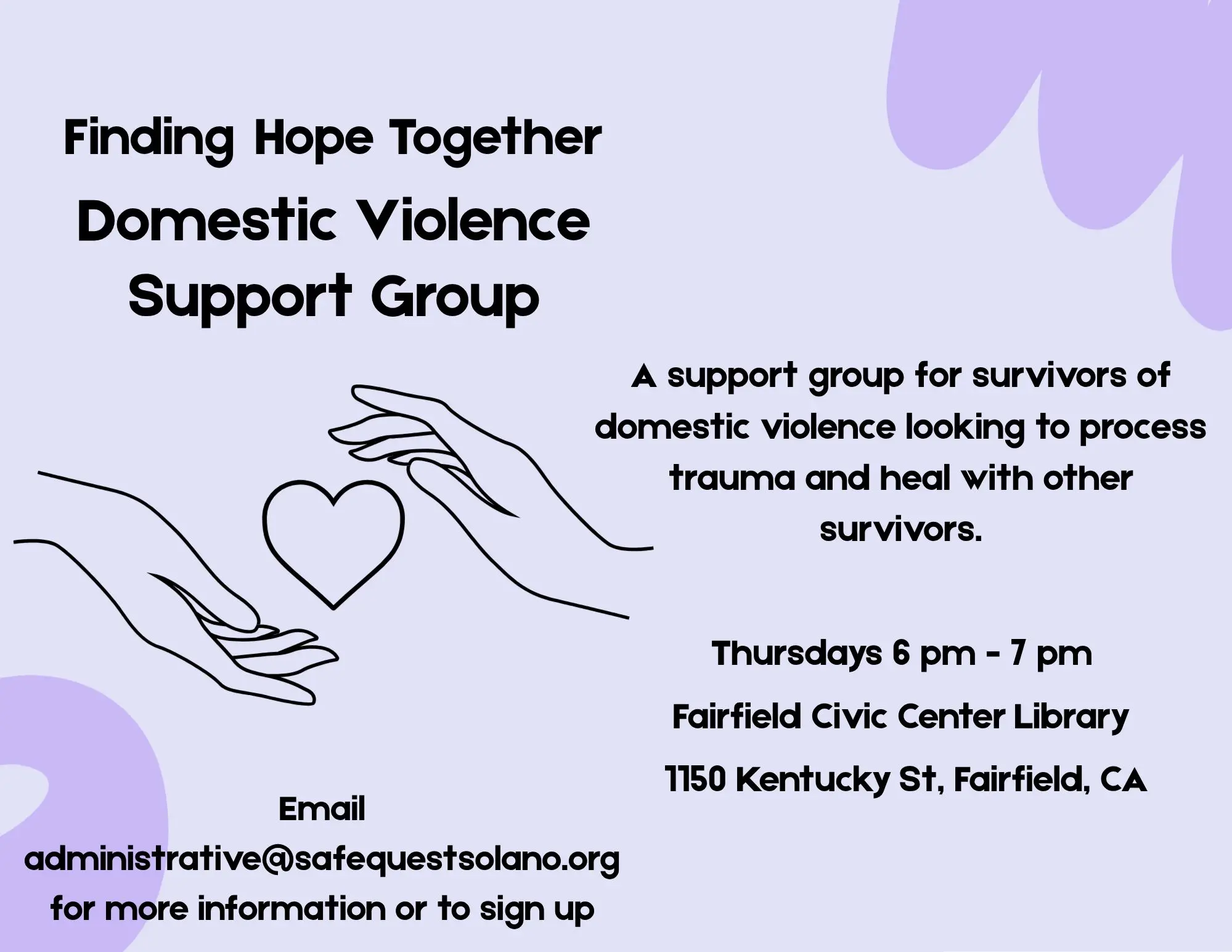 Grief support group event flyer